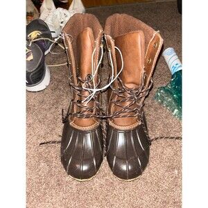 Rampage Womens LS024A Dawnie Brown Waterproof Lace Up Size 10 Rain Duck Boots